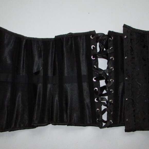 Black Heavy Jacquard Underbust Waist Cincher Corset - NEW - Picture 6 of 10